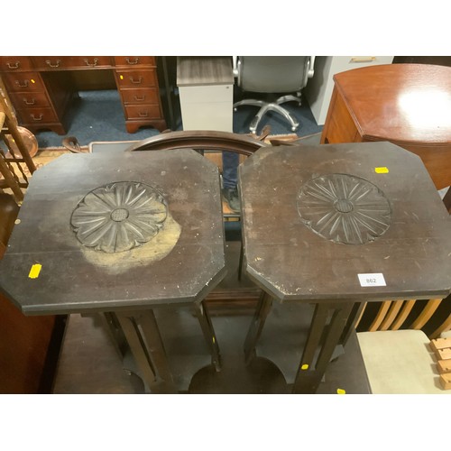 862 - A pair of carved oak plant stands