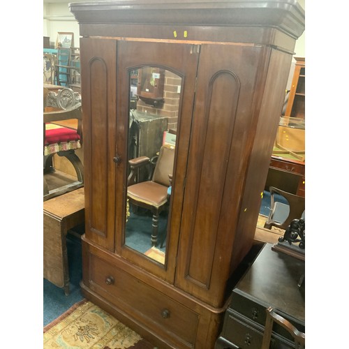 864 - A Victorian mahogany mirrored wardrobe A/F