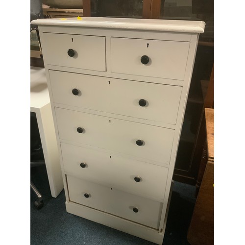 867 - A vintage white painted six drawer small chest W 68 cm