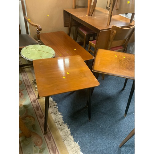 874 - Three mid-century tables together with an Onyx table