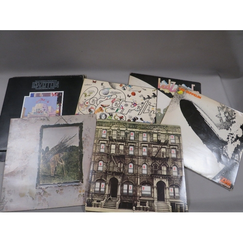 427 - EIGHT ROCK LP RECORDS TO INCLUDE 6 X LED ZEPPLIN (ZEPPLIN 1,2 AND 3, PHYSICAL GRAFFITI, UNTITLED 4TH... 