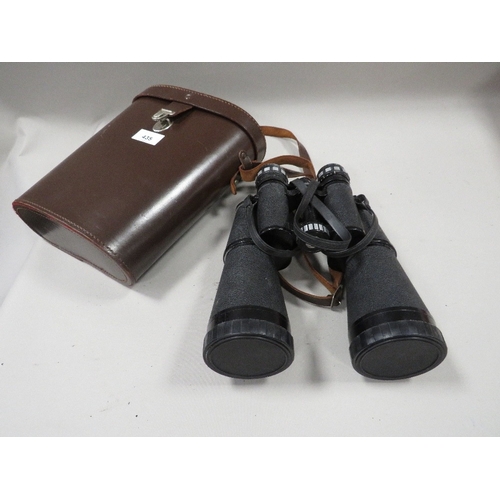 435 - A CASED PAIR OF FIELD BINOCULARS