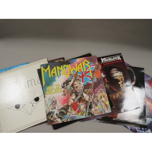 446 - EIGHT LP RECORDS TO INCLUDE RONNIE JAMES DIO, AC/DC MICHEAL JACKSON, WARLOCK, MANAWAR ETC