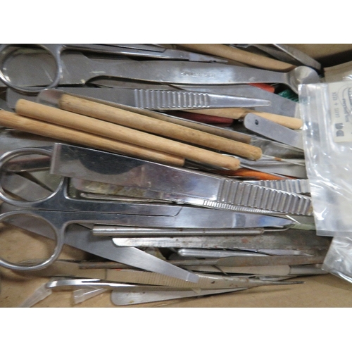 449 - A VINTAGE DISECTION TOOLS SET TOGETHER WITH TWO EMPTY BOOTS FIRST AID BOXES