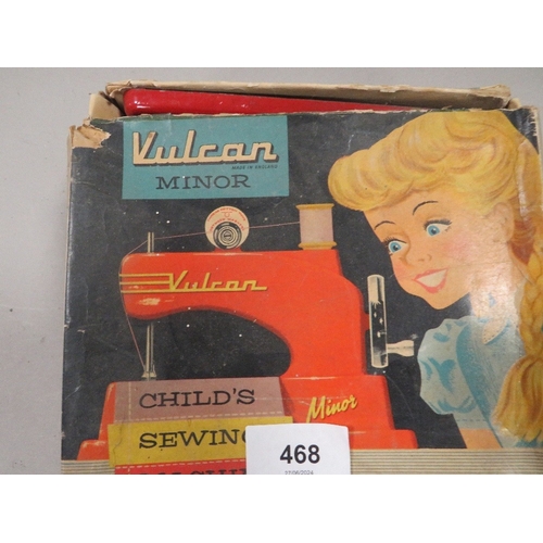 468 - A VINTAGE BOXED VULCAN MINOR CHILDS SEWING MACHINE IN ORIGINAL BOX