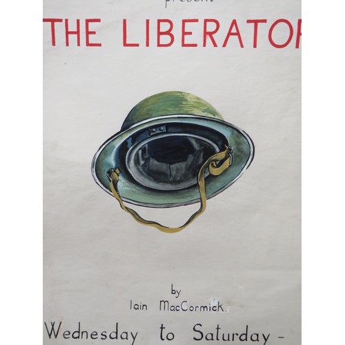 1 - VINTAGE PAINTED PAPER LAID ON CARD ADVERTISING THEATRE SIGN FOR 'THE WITHINGTON PLAYERS 'THE LIBERAT... 