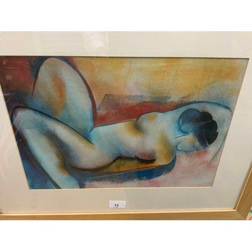 12 - A MARY STORK PRINT OF A FEMALE NUDE STUDY SIGNED IN PENCIL ON MOUNT