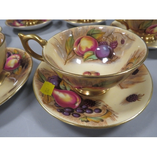 329 - SIX AYNSLEY 'ORCHARD GOLD' CABINET CUPS AND SAUCERS - SIGNED