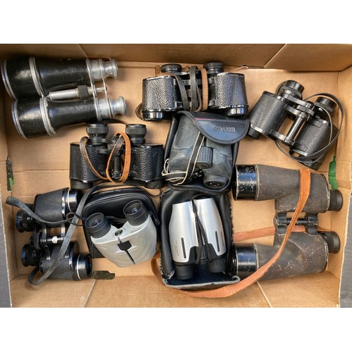 58A - Six pairs of mini Binoculars to include digital optics laser red titanium 10 x 25 field, Tasco 8 x 3... 