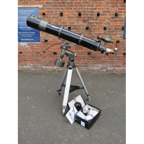 670 - A BRESSER PHOENIX 150MM REFRACTING TELESCOPE WITH MOUNT AND LENSES