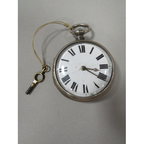 351 - AN ANTIQUE SILVER PAIR CASED VERGE GENTS POCKET WATCH - LONDON 1869