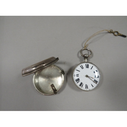 351 - AN ANTIQUE SILVER PAIR CASED VERGE GENTS POCKET WATCH - LONDON 1869