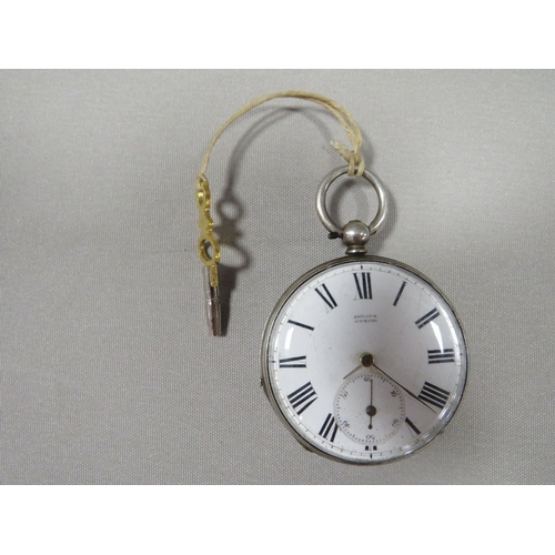 355 - A MENS VICTORIAN SILVER CASED POCKET WATCH