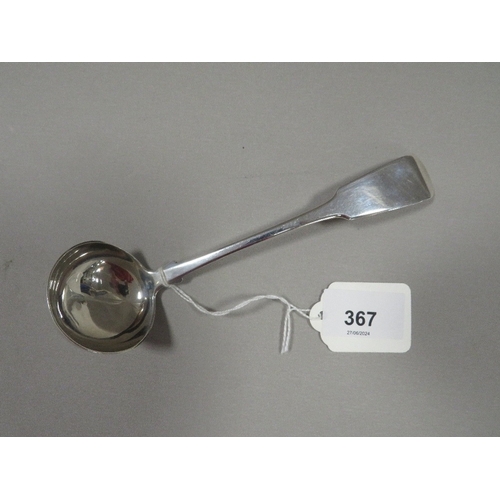 367 - A HALLMARKED GLASGOW ASSAY STAMPED FIDDLE PATTERN TODDY LADLE MAKERS MARK P.A