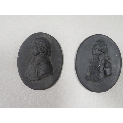 369 - TWO WEDGWOOD STYLE BASALT PLAQUES OF NELSON AND JOSIAH WEDGWOOD