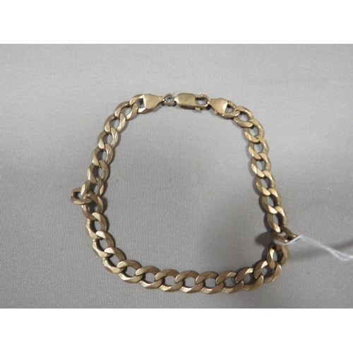 386 - A HALLMARKED 9 CARAT GOLD FLAT LINKED BRACELET approx weight 14.4 g