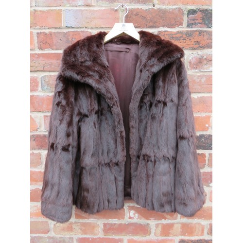 44 - TWO VINTAGE MAHOGANY BROWN LONG LENGTH FUR COATS