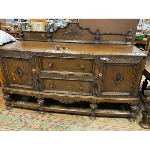 796 - A quality, heavy oak carved sideboard W 182 cm