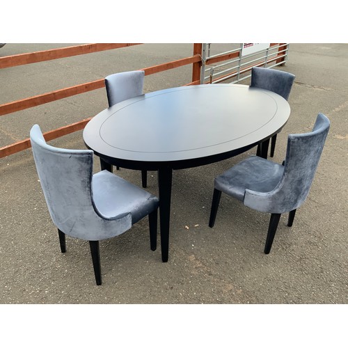 790 - A set of four upholstered dining chairs together with a modern dining table