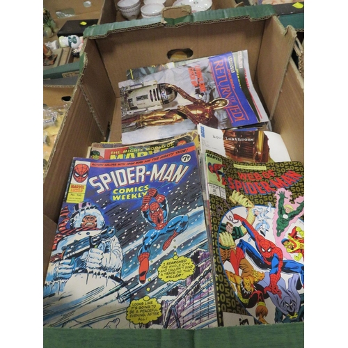 107 - A tray containing over ninety comics mostly Marvel / DC