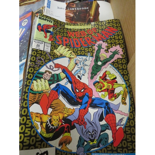 107 - A tray containing over ninety comics mostly Marvel / DC