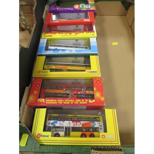 110 - Seven boxed Corgi Chinese double decker buses