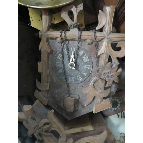 134 - A tray of clocks and sundries to include a long case clock dial A/F