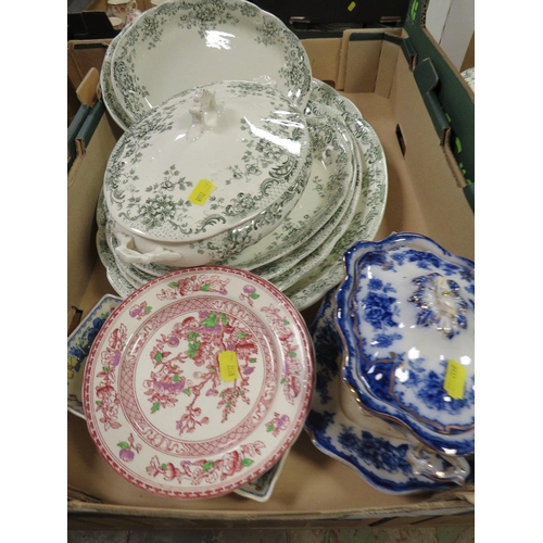 140 - Three trays of vintage ceramics together with a retro Midwinter Marquis of Queensberry coffee set