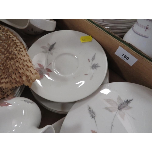 160 - A tray of Royal Doulton Tumbling Leaves tea and dinner ware