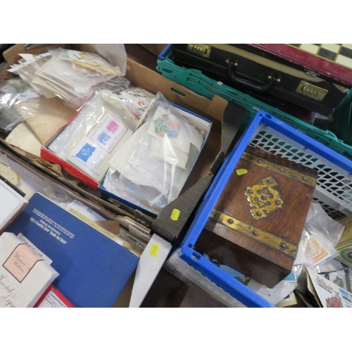 168 - Three trays of assorted British and world stamps and first day covers