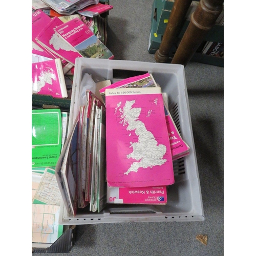 189 - A large quantity of mainly OS maps in five trays A/F