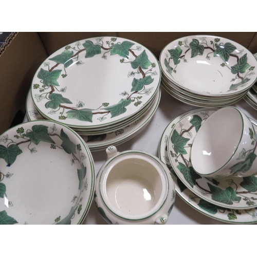 61 - A tray of Wedgwood Napoleon ivory tea and dinner ware