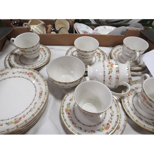 62 - Two trays of Royal Doulton Mosaic Garden tea and dinner ware