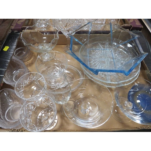 72 - Two trays of assorted ceramics together with two trays of glassware