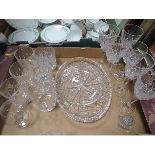 72 - Two trays of assorted ceramics together with two trays of glassware