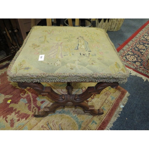 781 - An antique 19th century cross framed tapestry stool