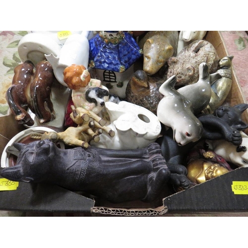 80 - A tray of assorted ceramics and animal figures to include Carlton ware etc.