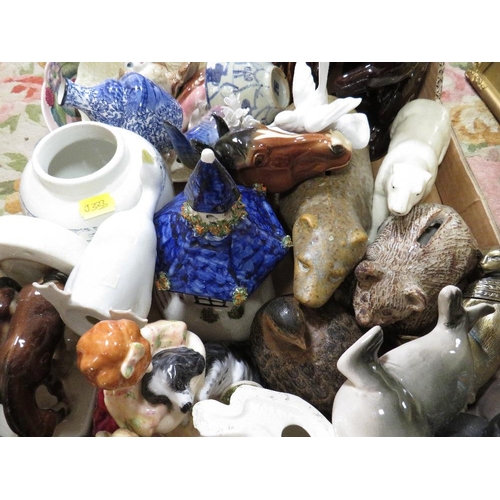 80 - A tray of assorted ceramics and animal figures to include Carlton ware etc.