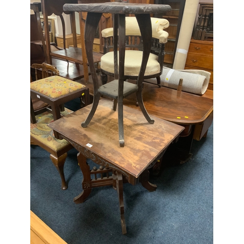 771 - A carved eastern style table A/F together with a smaller table