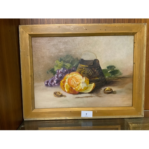 7 - An unsigned oil on canvas depicting still life