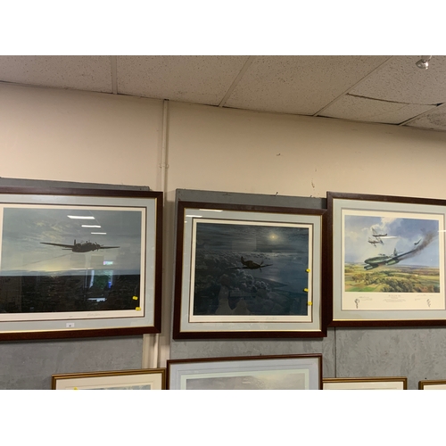 22 - Two large framed Gerald Coulson aviation prints together with a Frank Wootton example (3)