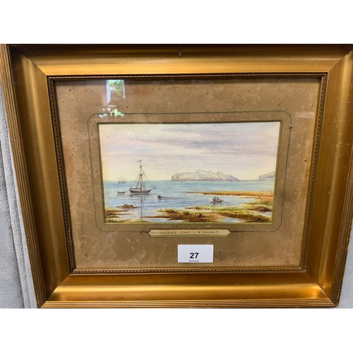 27 - A small antique watercolor of Smugglers Cove by R Dysart