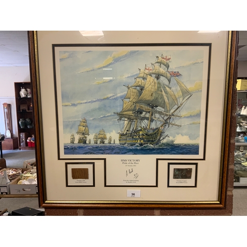 36 - A large quantity of naval and military pictures and prints to include HMS Victory with pieces of oak... 