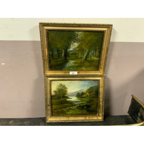 6 - A pair of 19th century oil on boards depicting river scenes