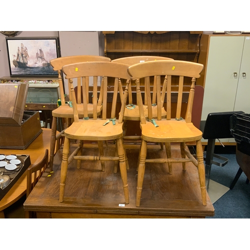 790 - Set of four pine Windsor style kitchen chairs