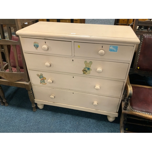 826 - An antique painted five drawer chest W 104 cm