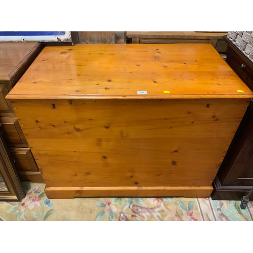 830 - A large honey pine blanket box W 98 cm