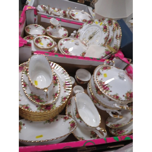 103 - A large collection of Royal Albert Old Country Roses tea and dinner ware to include tureens, coffee ... 