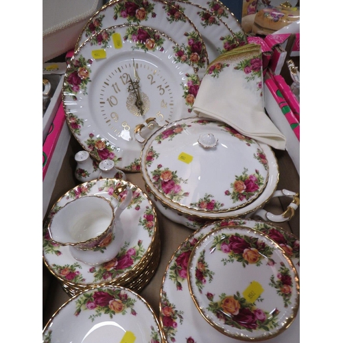 103 - A large collection of Royal Albert Old Country Roses tea and dinner ware to include tureens, coffee ... 