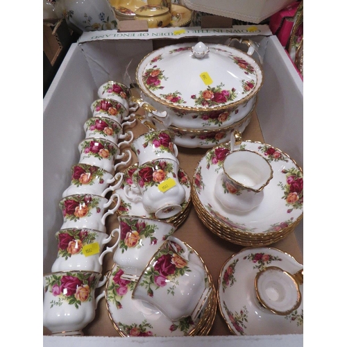 103 - A large collection of Royal Albert Old Country Roses tea and dinner ware to include tureens, coffee ... 